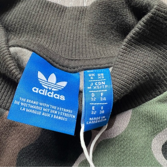 Adidas Camo Cropped Sweatshirt Classic Trefoil XS oversized NWT - Picture 6 of 11